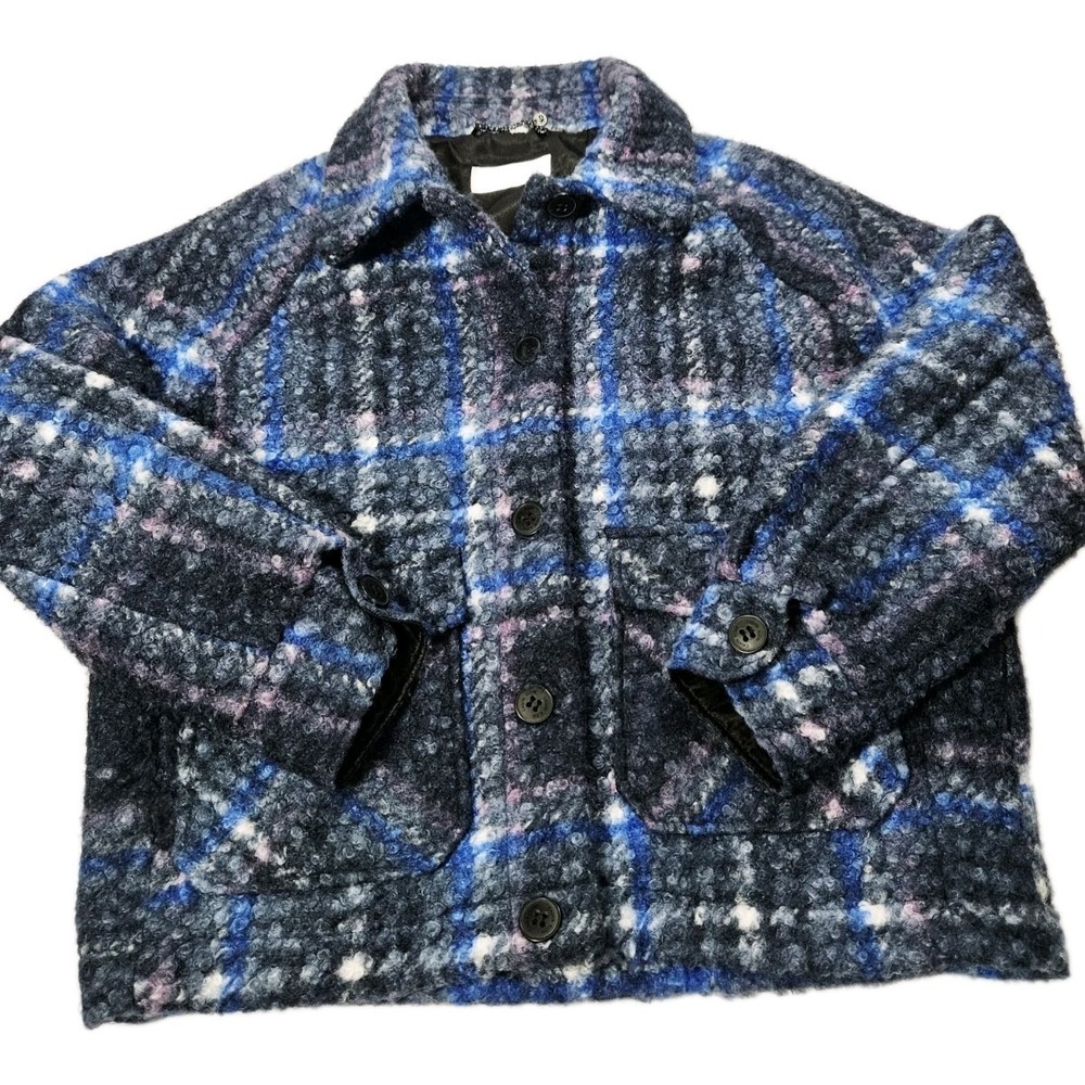 Calvin Klein Plaid Faux Fur Sherpa Jacket Sz XL Blue Plaid Teddy Boxer Jacket‎
